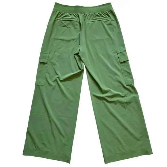 Athleta Brooklyn Heights High Rise Cargo Pant in Baja Green Wide Leg Pants UPF40 - Picture 4 of 8